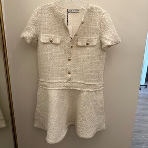 Zara Dress white tweed mini dress